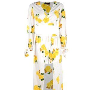Boohoo Womens Julia Printed Crop & Split Front Maxi Size US 2